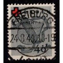 Tyskland - Fransk Zone - Baden - Røde Kors - 40+80 pf. grå/rød AFA 31 pris  800 kr. - Stemplet.